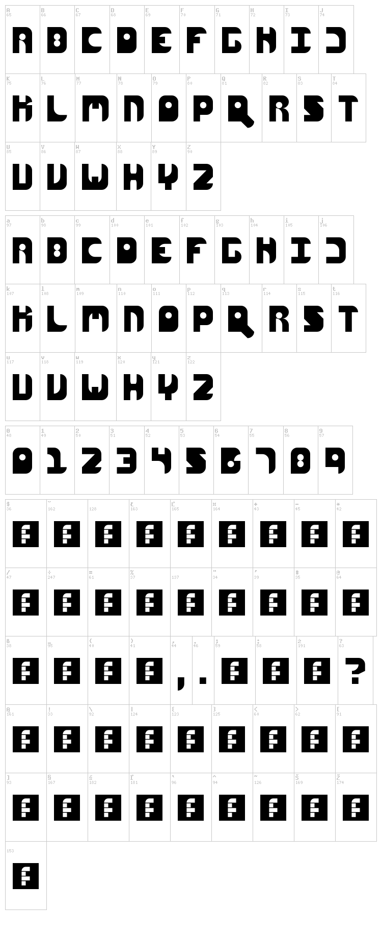 Arcadia font map