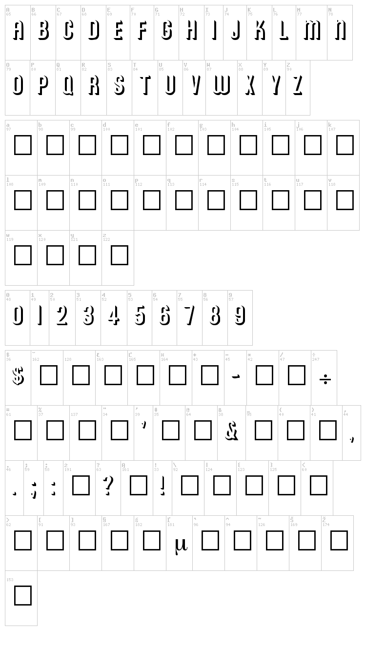Archer font map