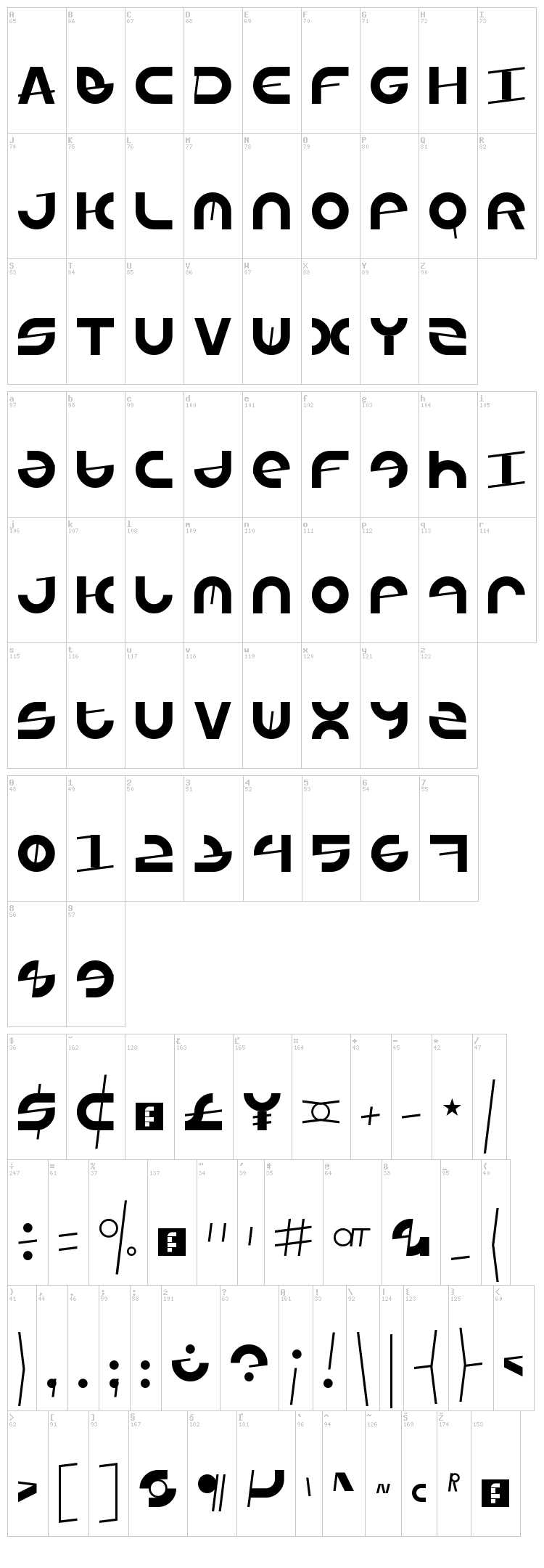 Armada/1991 font map