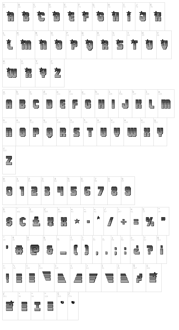 Army Rangers font map