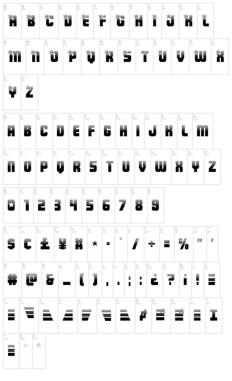 Army Rangers font map