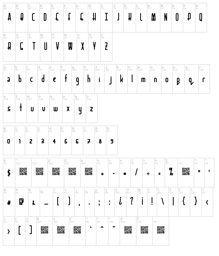 Bacon Request font map