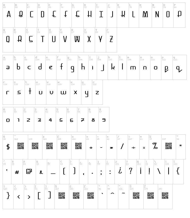 Bacon Request font map