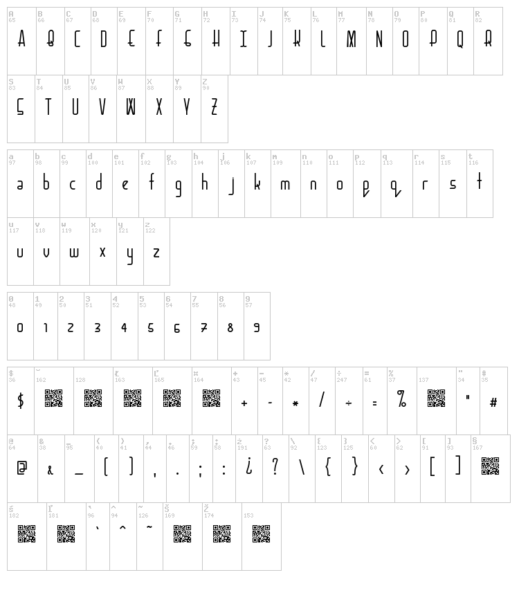 Bacon Request font map
