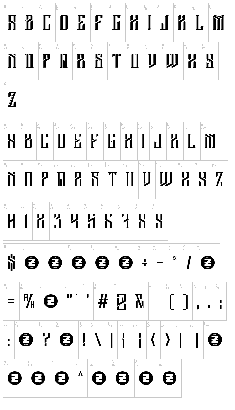 Barbarossa font map