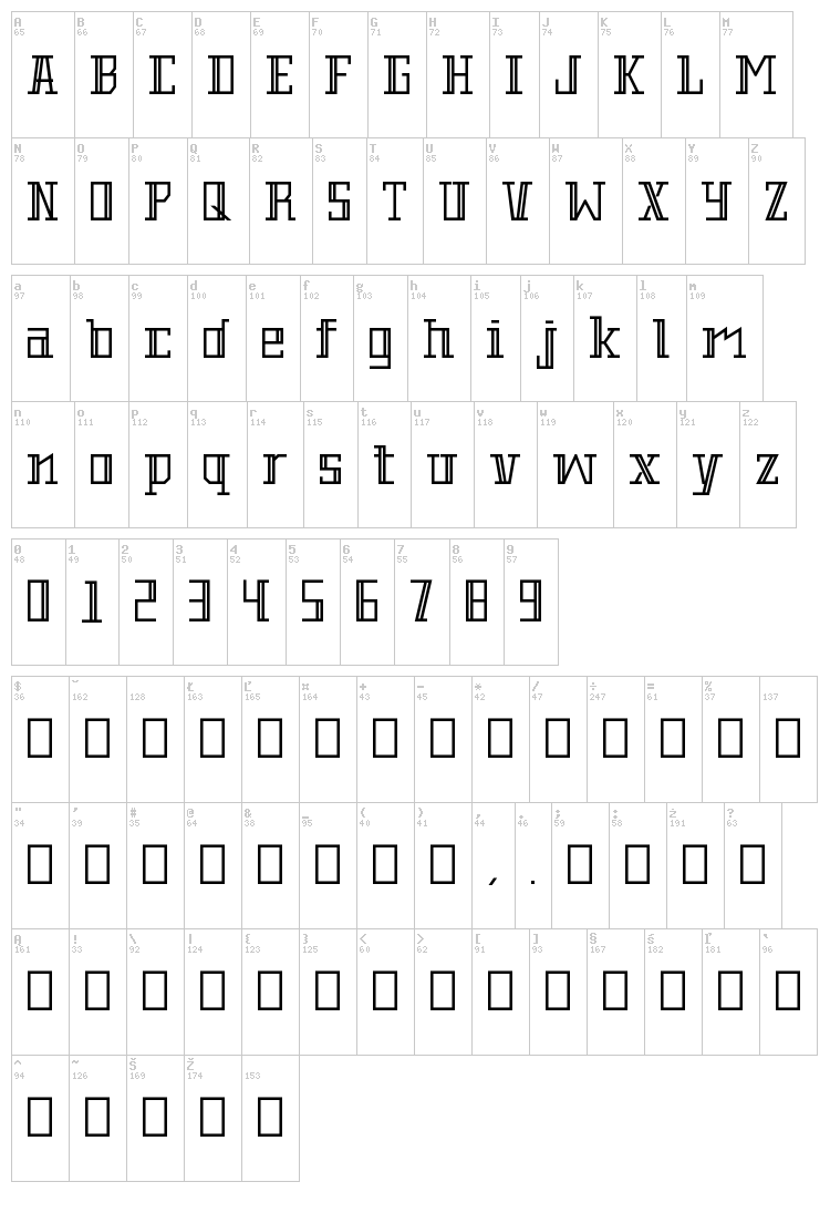 Barbershop font map