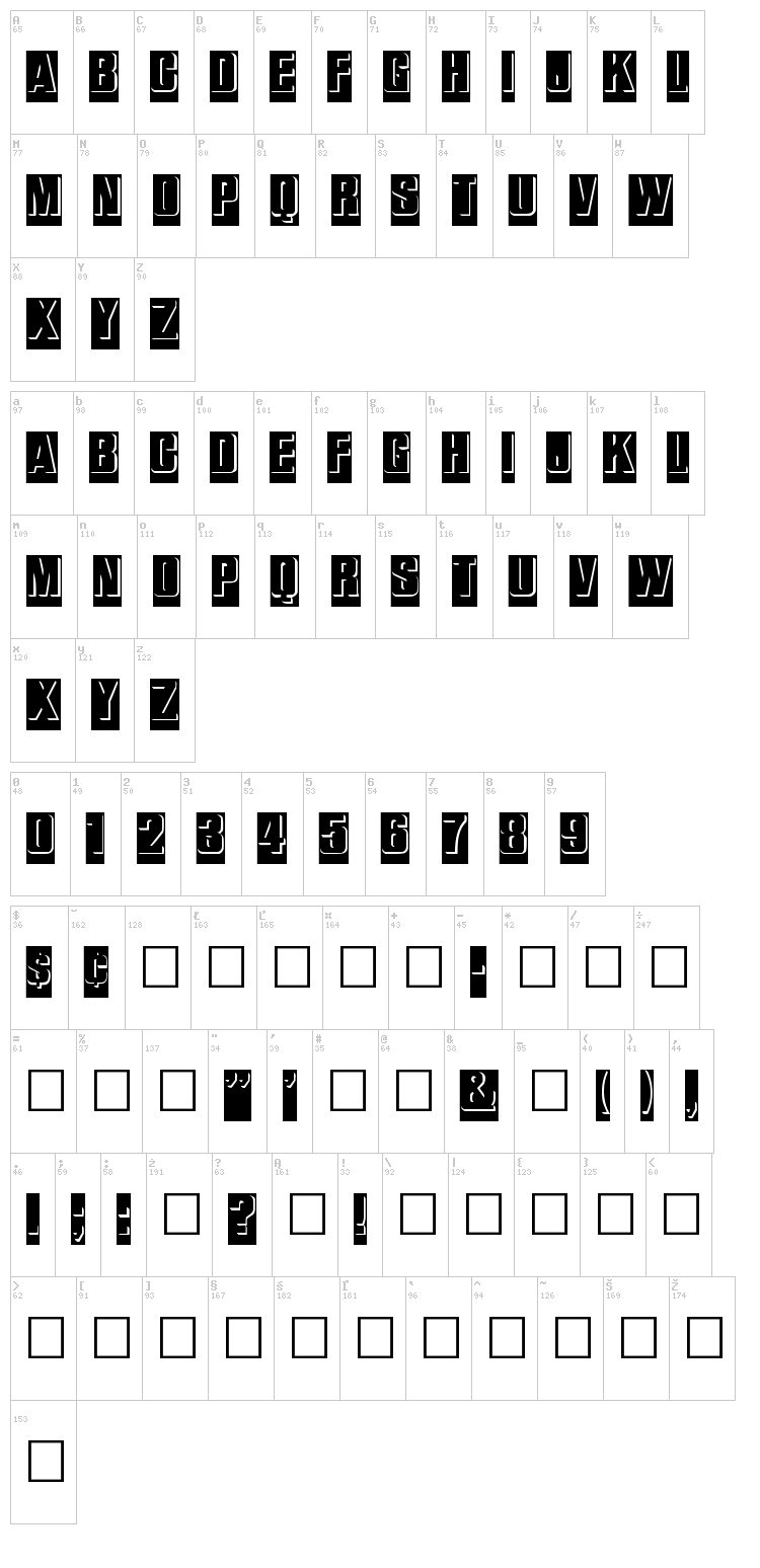 Bas Relief font map