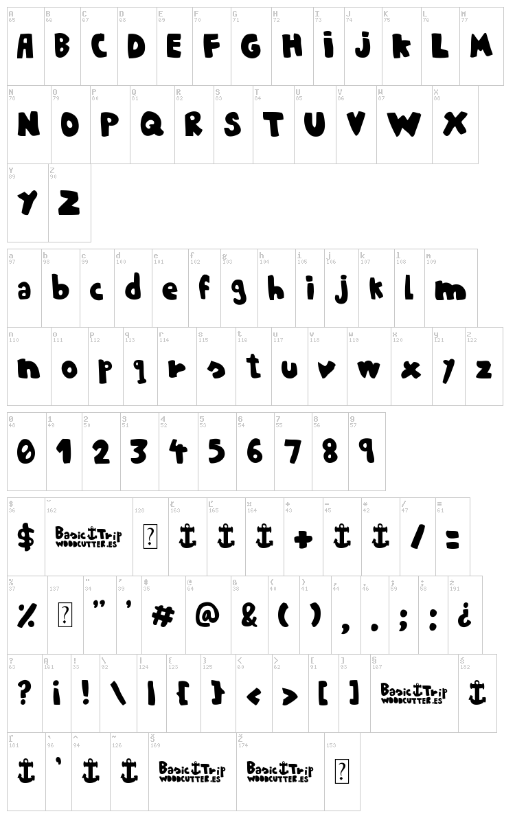 Basic Trip font map