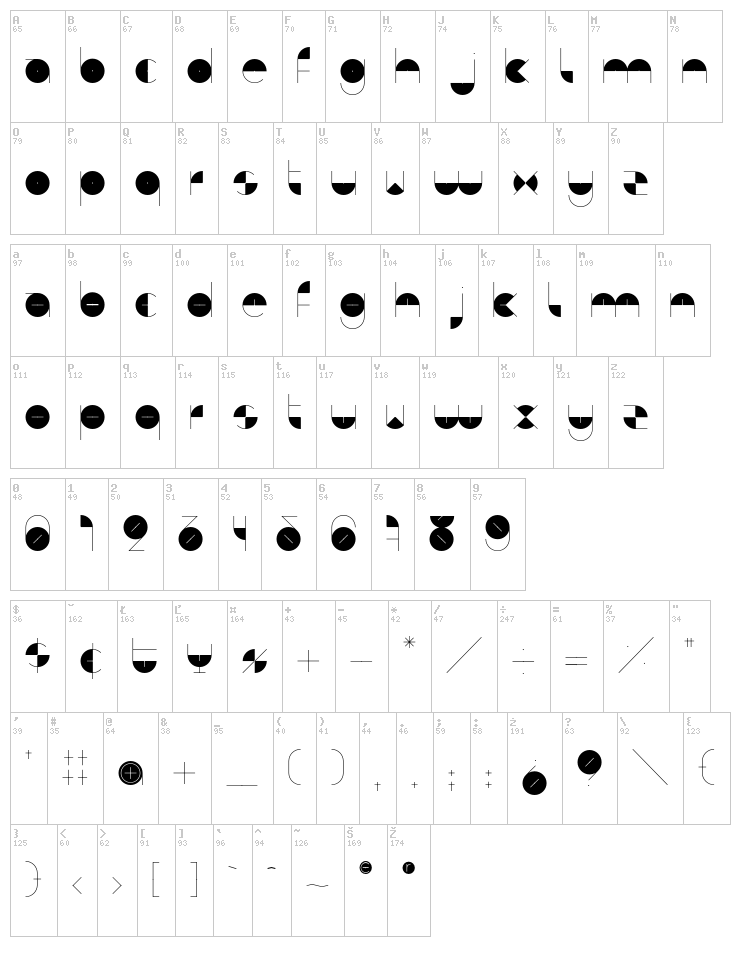 BD Algebra font map