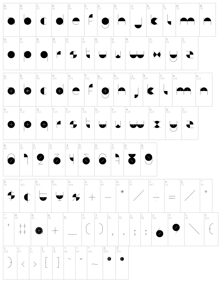 BD Algebra font map