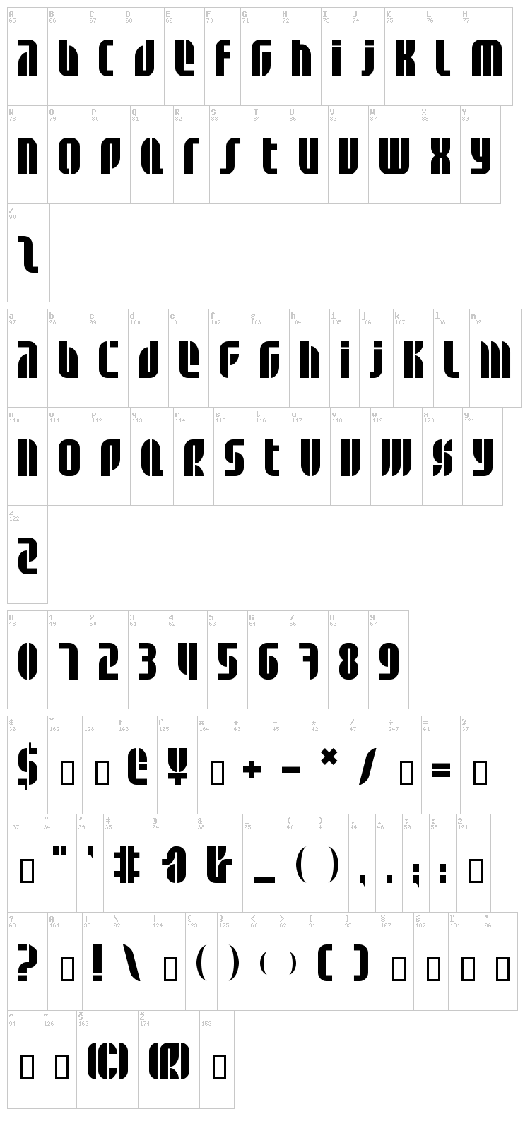BD Alm font map