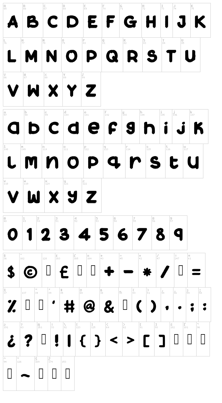 Bee Your Shelf font map
