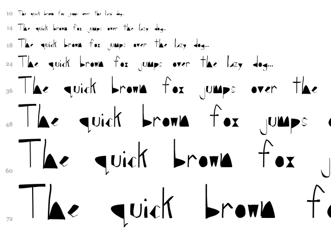 Blocked font waterfall
