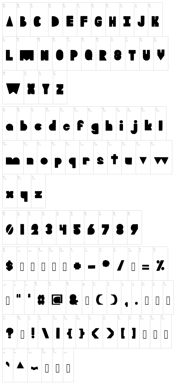 Blooky font map