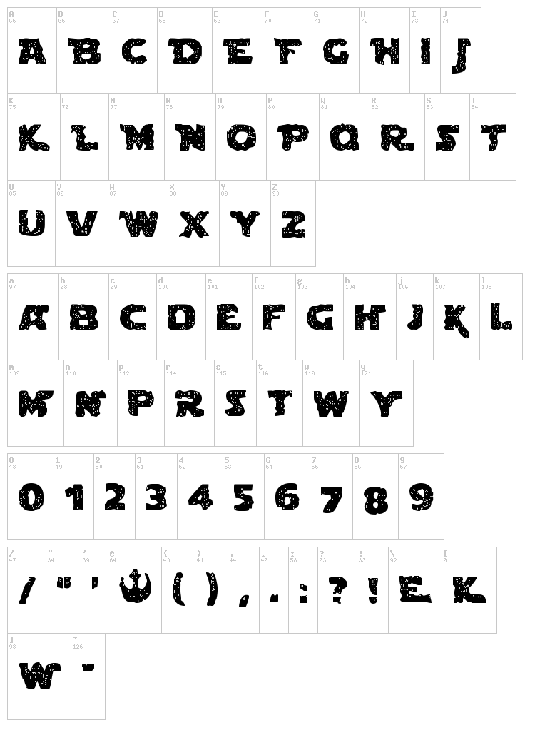 Blown Droid font map