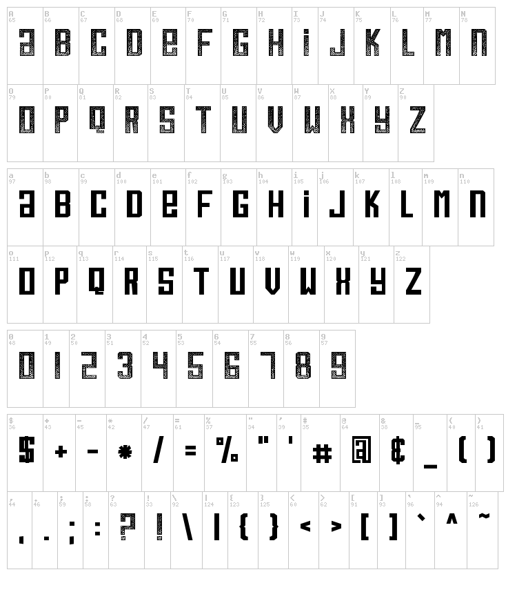 Boo Boo Kitty font map