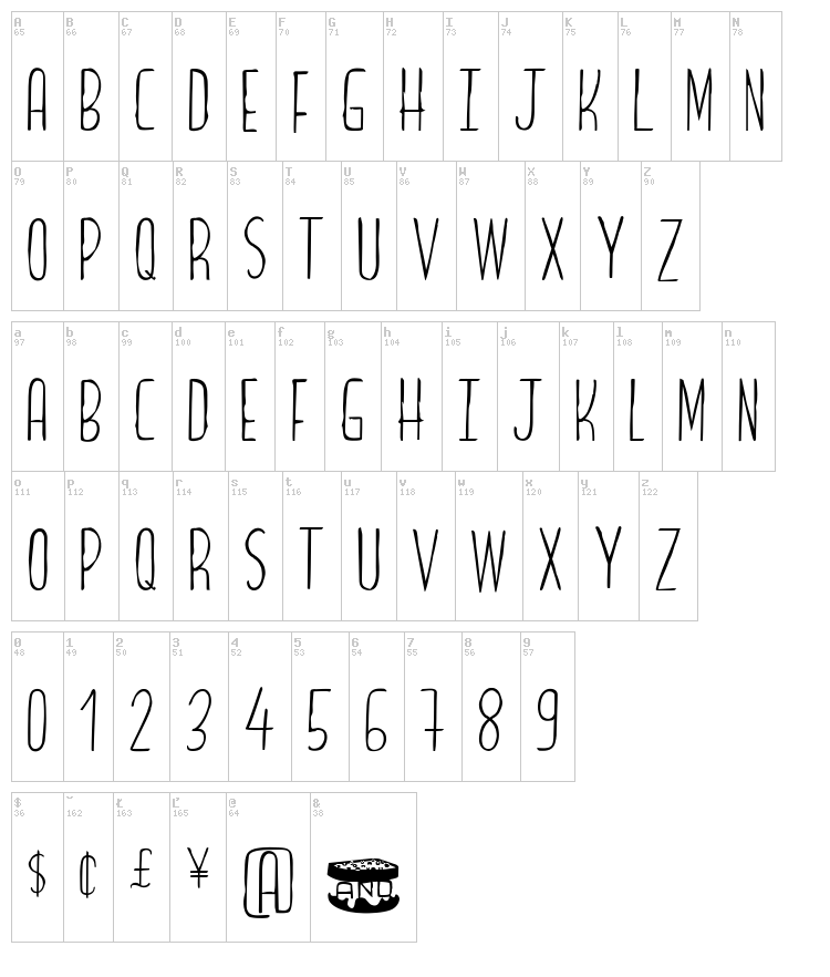 Bread & Cheese font map