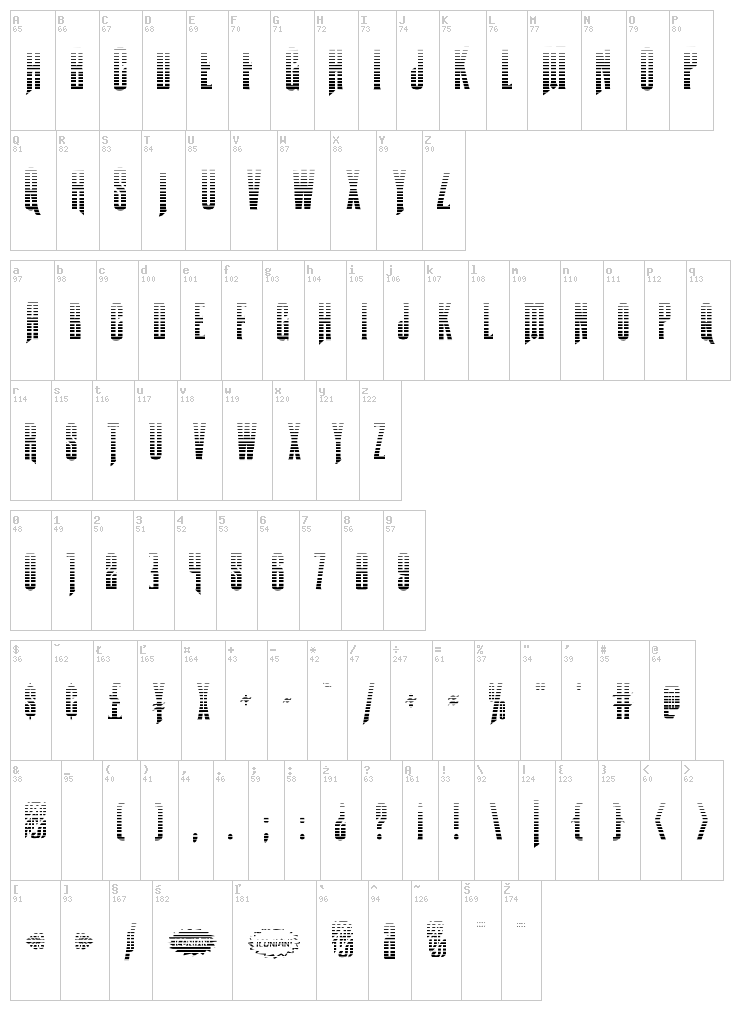 Butch & Sundance font map