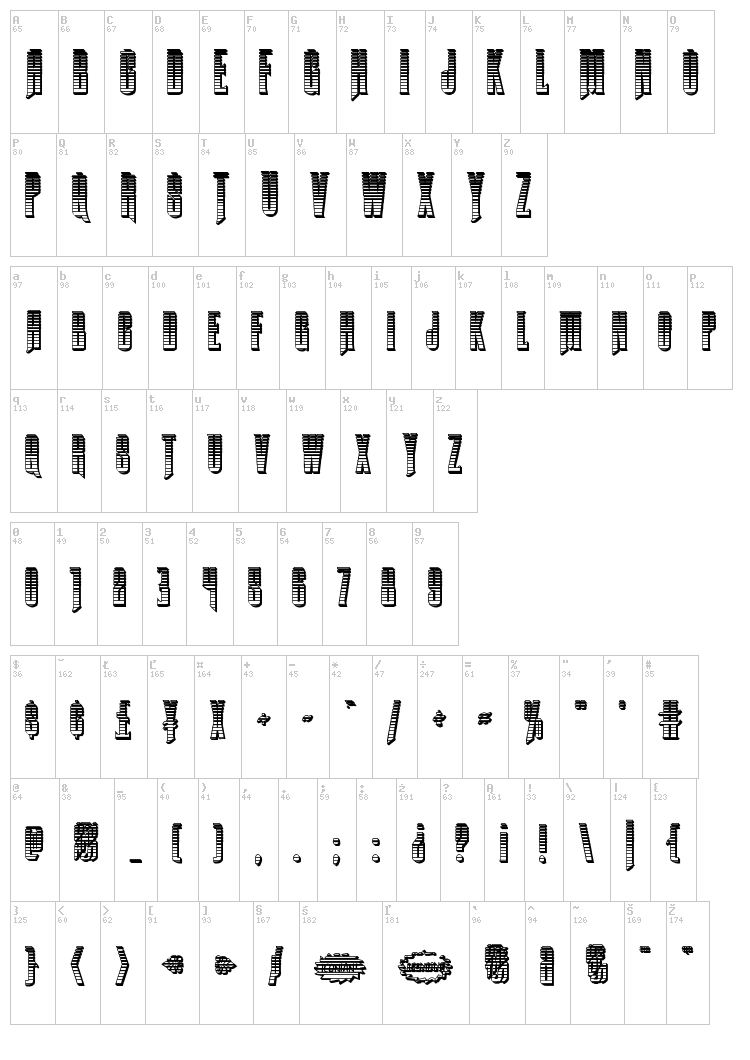 Butch & Sundance font map