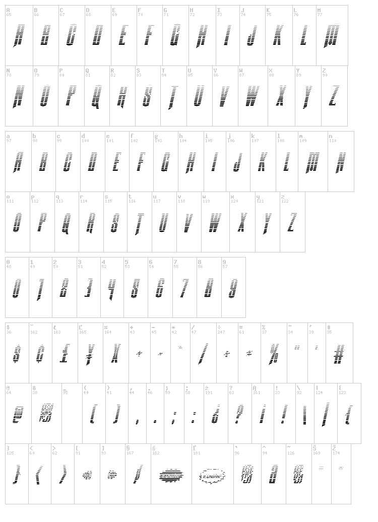 Butch & Sundance font map