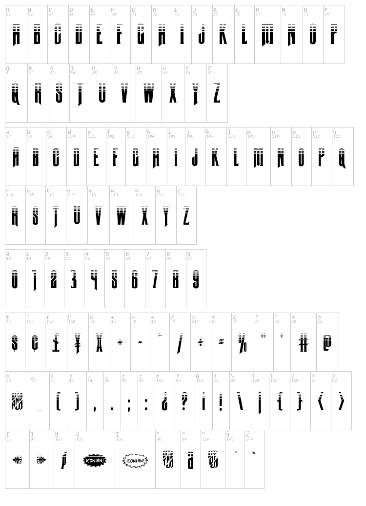 Butch & Sundance font map