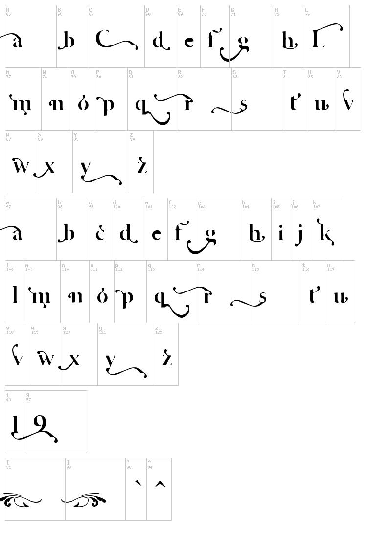 Cafe Lounge 19 font map