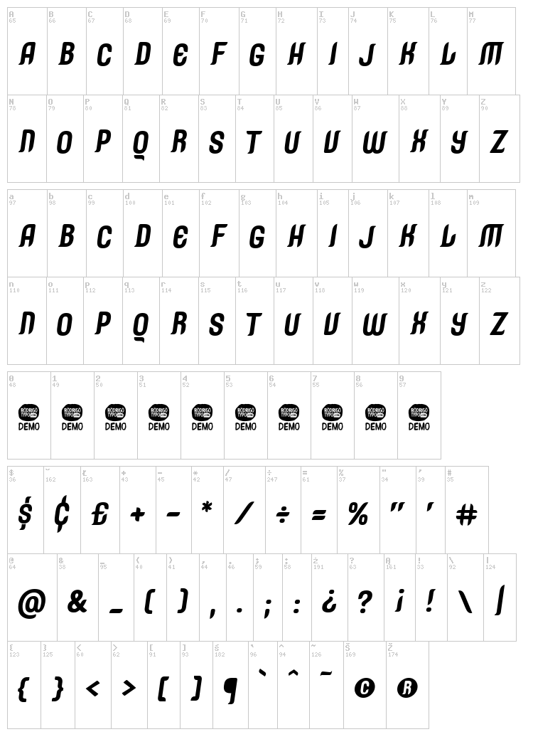 Caleuche font map