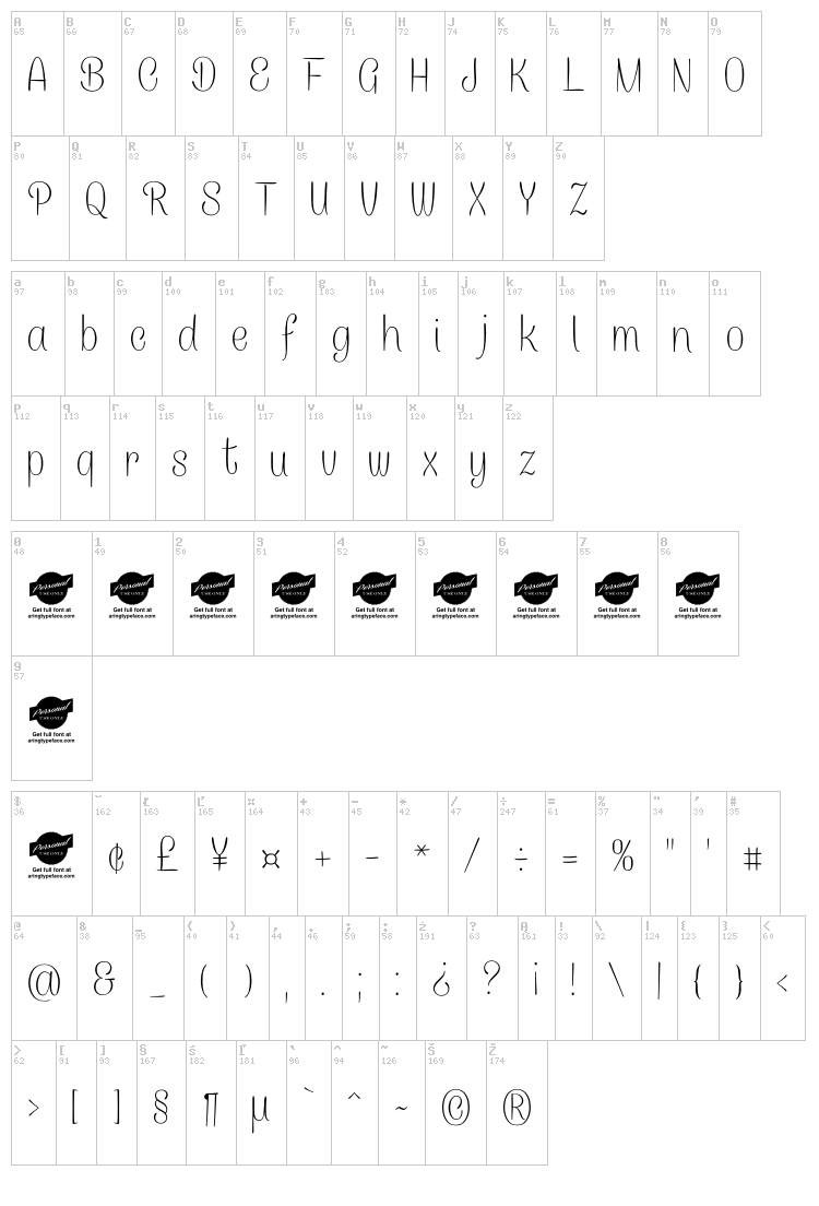Caneletter Sans font map