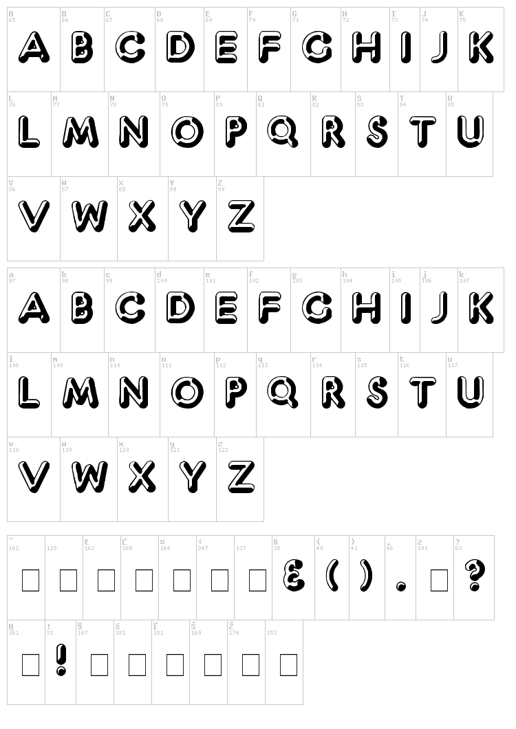 Captain Shiner font map
