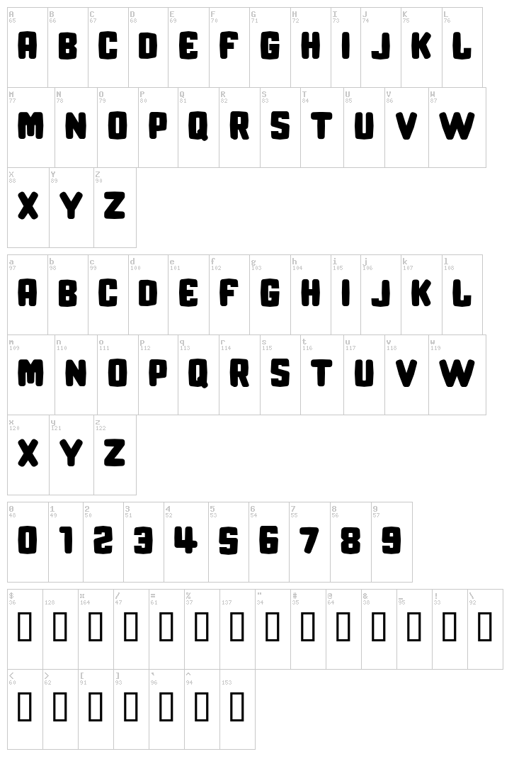 CF Revenge font map