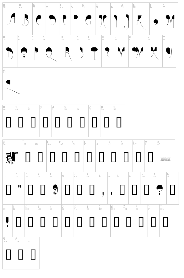 Chase Zen Paris font map