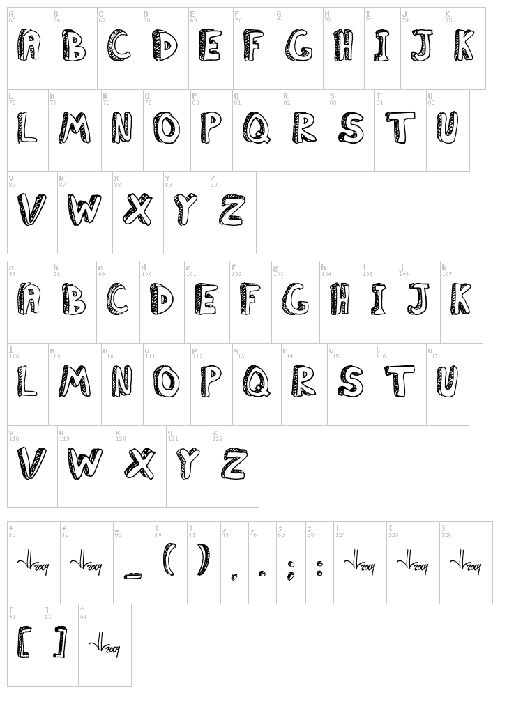 Classroom Boredom font map