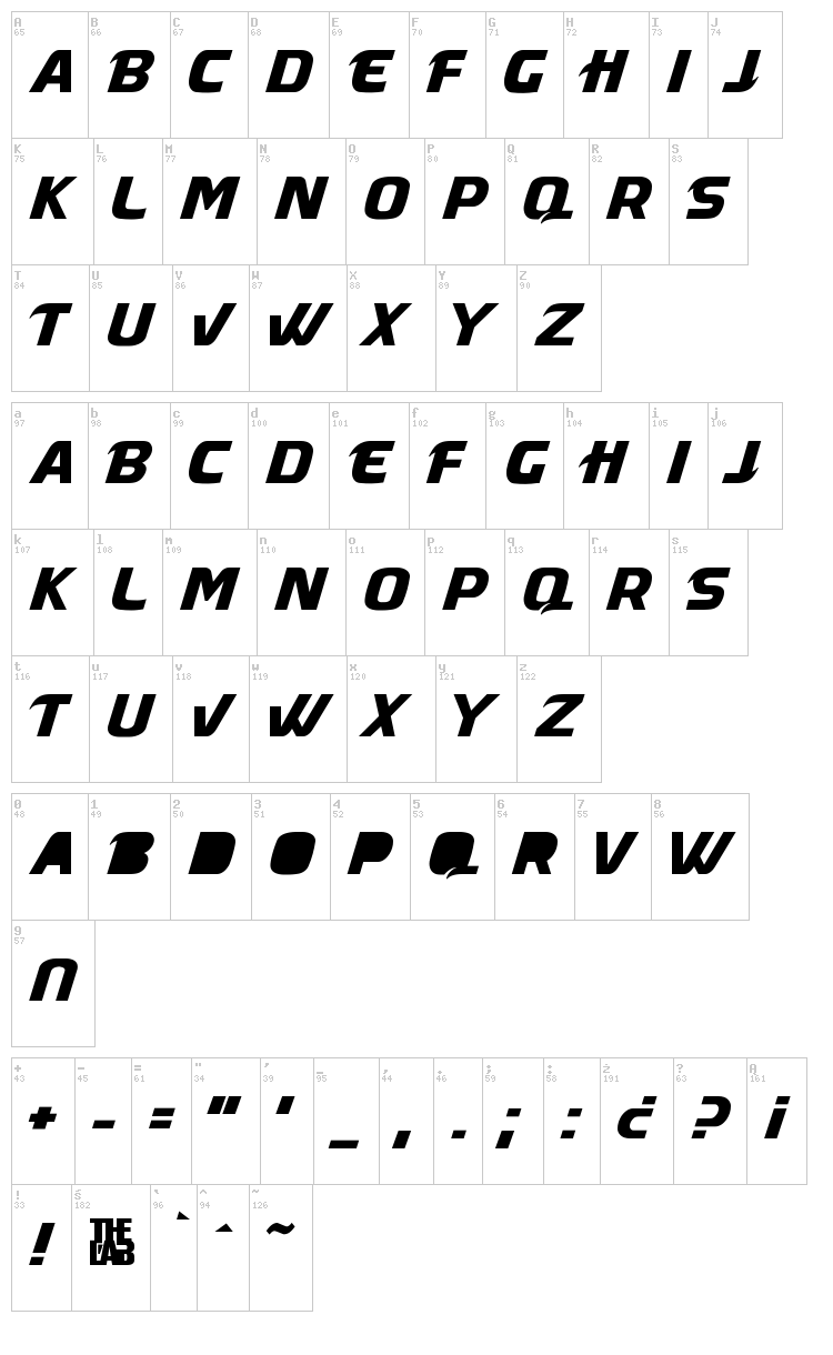 Masque font map