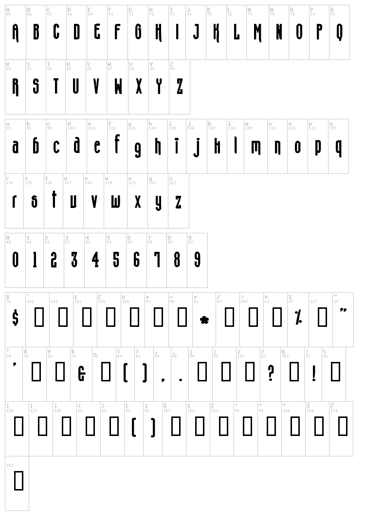 Concrete Shoes font map