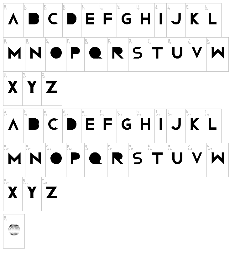 Confussion RNG font map