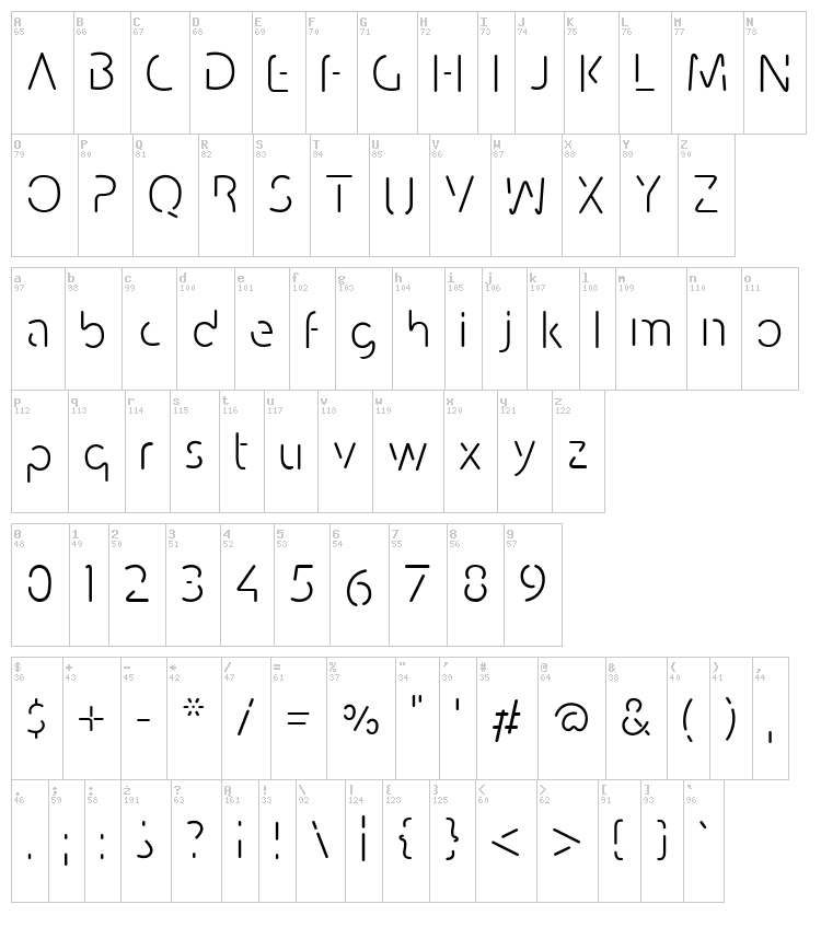 Conhaq font map