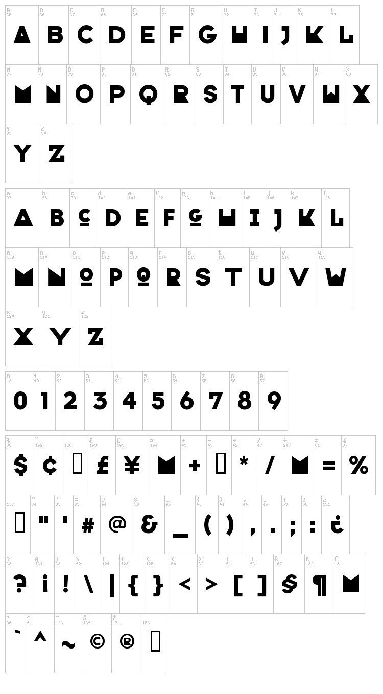 Crazy Loop in Paris font map