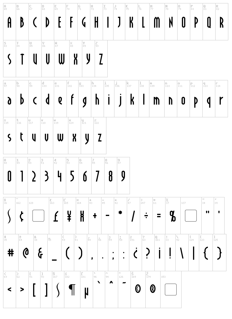 Crichton font map