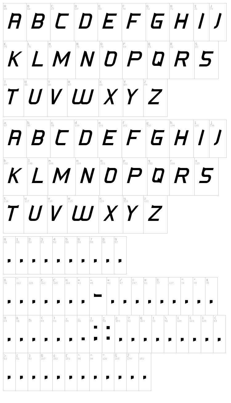 CS-Fox font map