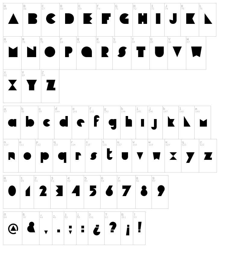 Cubop font map
