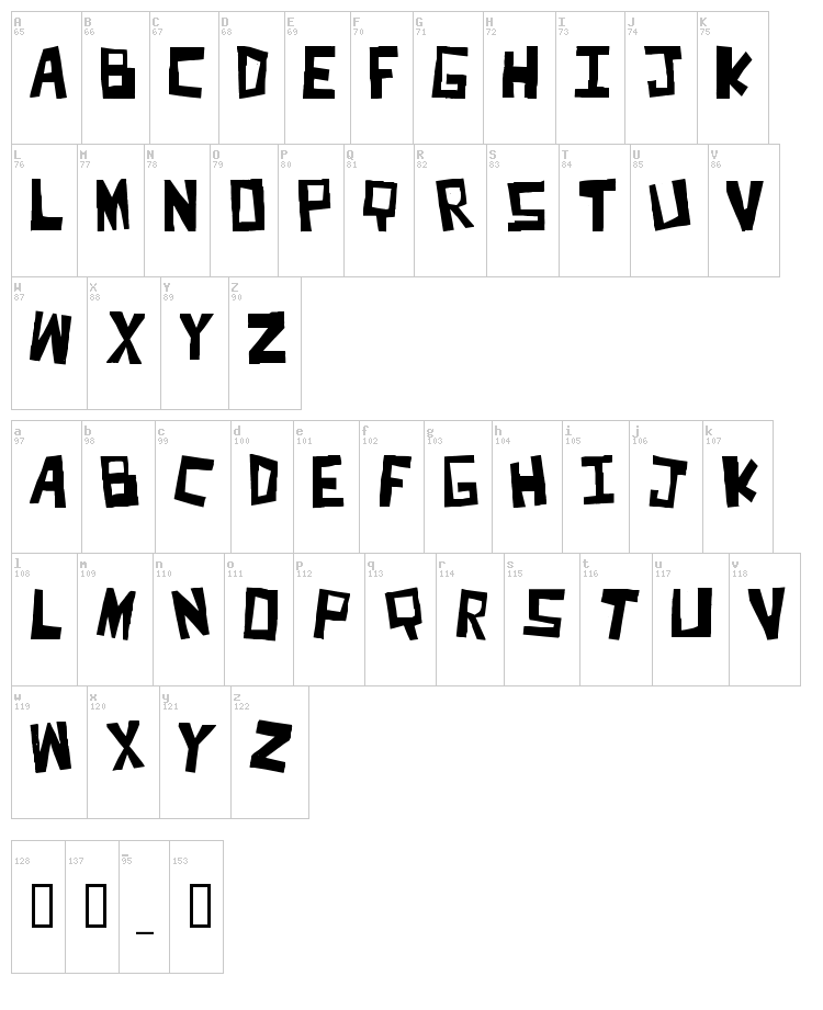 Cut It Out font map