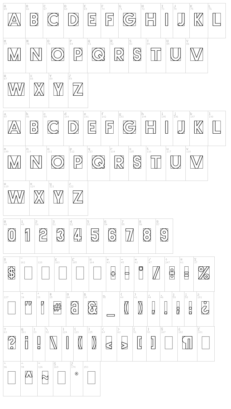 Cut Me Out font map