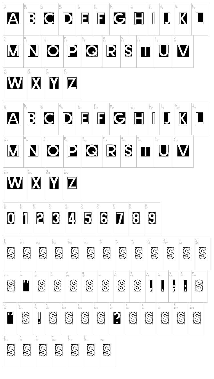 Cut Me Out font map