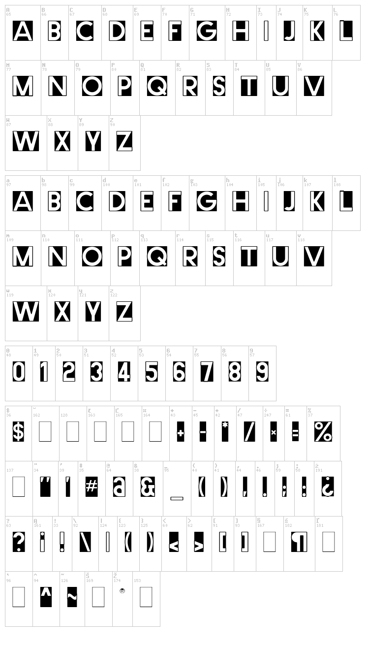 Cut Me Out font map