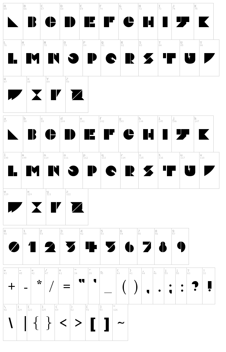 Daddy Dont Disco font map