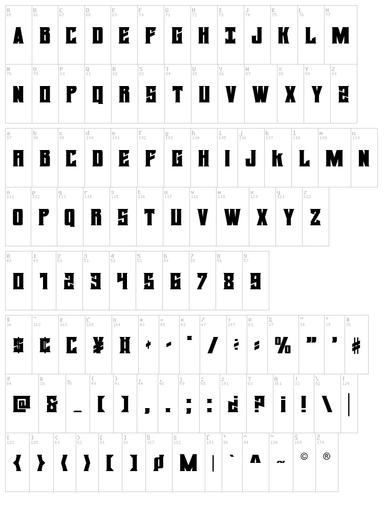 Daemonicus font map