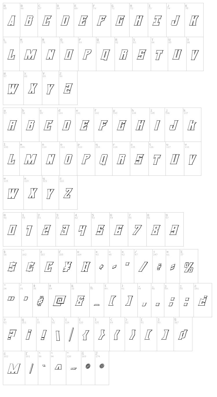 Daemonicus font map