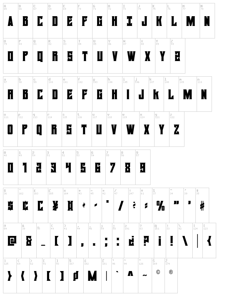 Daemonicus font map