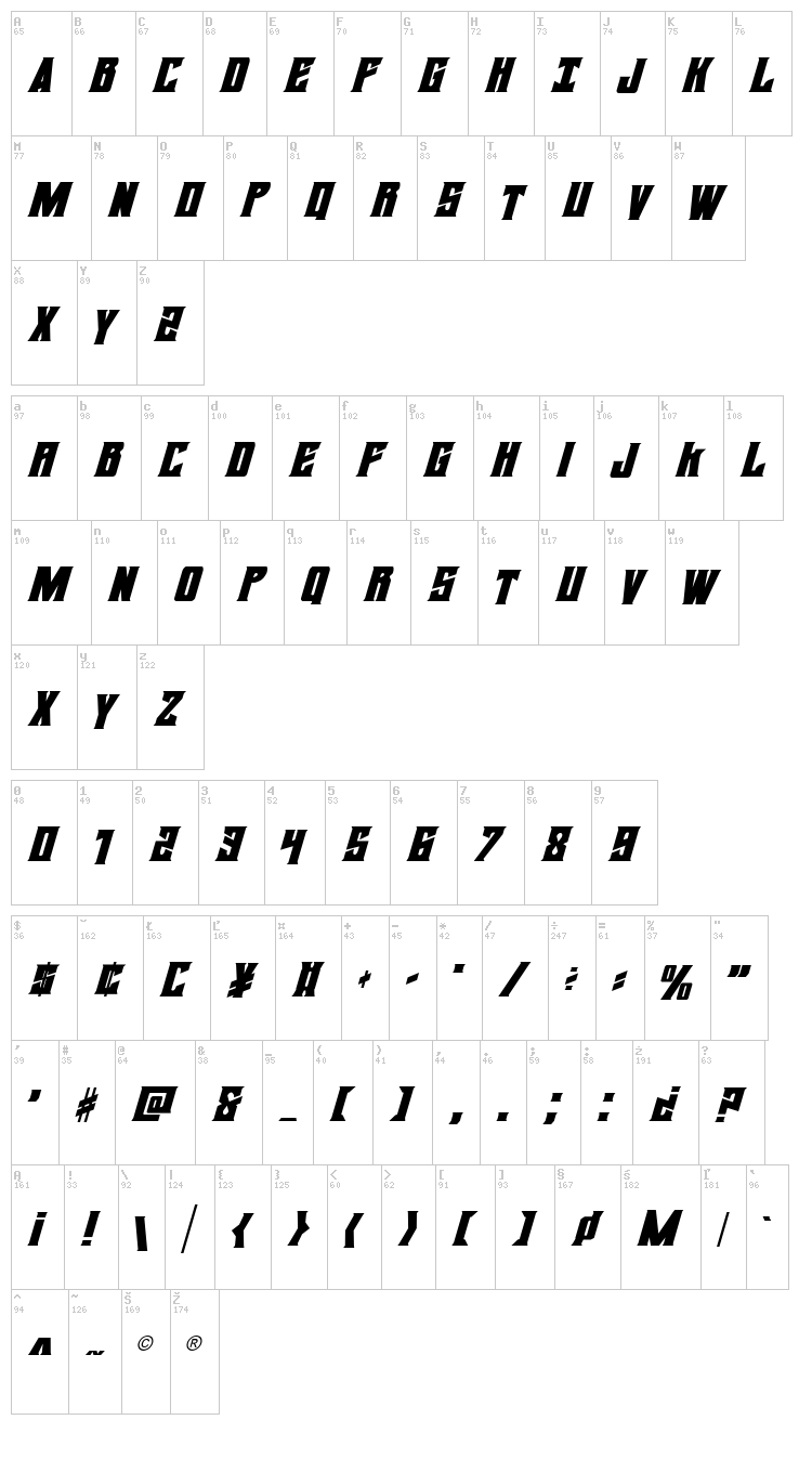 Daemonicus font map