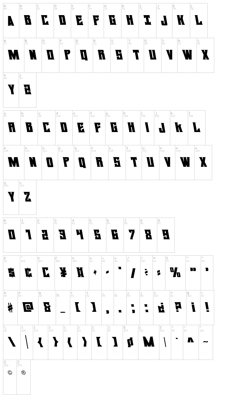 Daemonicus font map